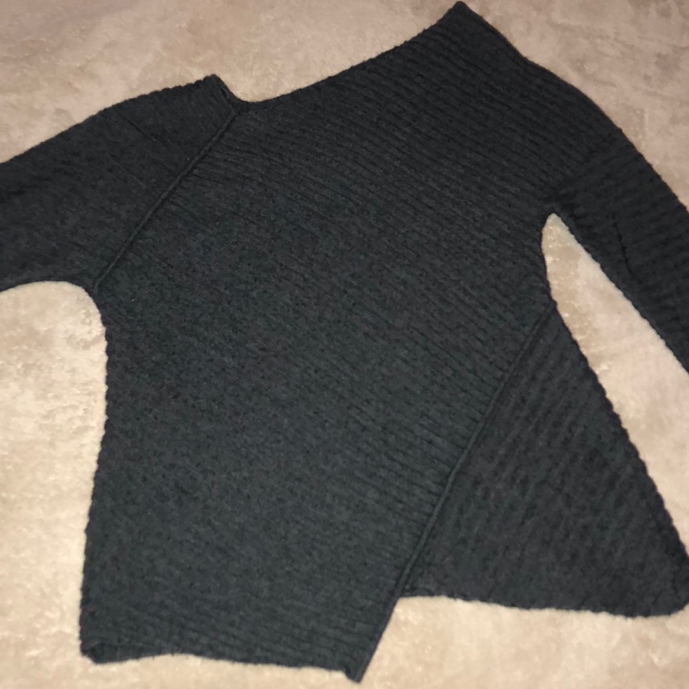 Gray free people asymmetrical sweater